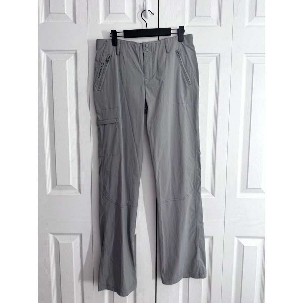 Merrell Cargo Pants Women's 8 Gray Logo Zip-Slash Pockets Straight Leg Workwear
